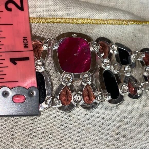 Sold ❤️ Magestic Dichroic gemstone cluster statement bracelet - Picture 10 of 14